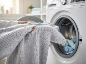 Dłonie trzymające delikatne kwiaty bawełny organicznej na tle słonecznego pola, podkreślające naturalne pochodzenie surowca.