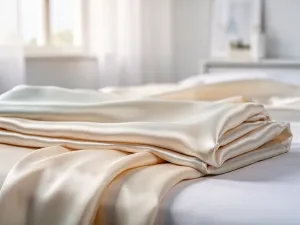 Kobieta trzymająca śnieżnobiałą bawełnianą koszulę w słonecznym, jasnym wnętrzu, podkreślająca efekt czystego prania.